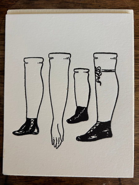 Illustration of arms and legs wearing socks with shoes on a white background